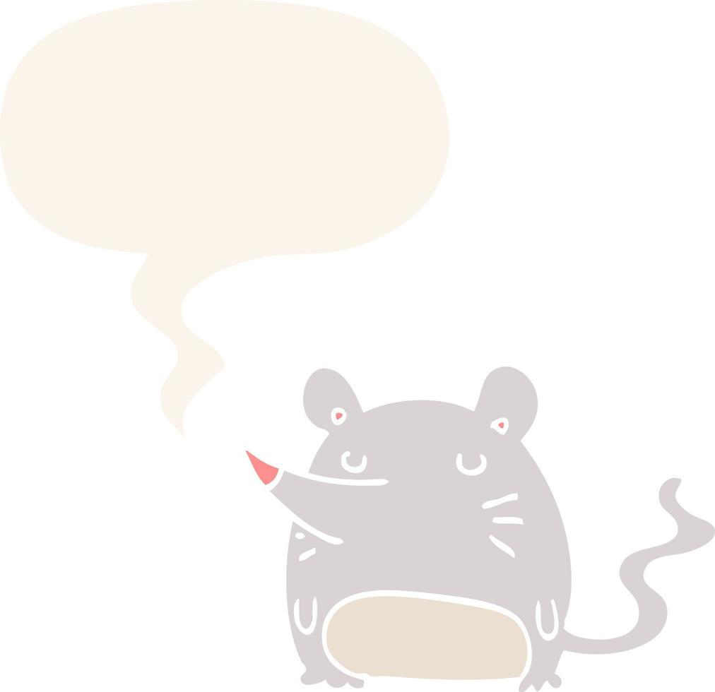 cartoon mouse and speech bubble in retro style vector