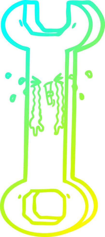 cold gradient line drawing cartoon spanner vector