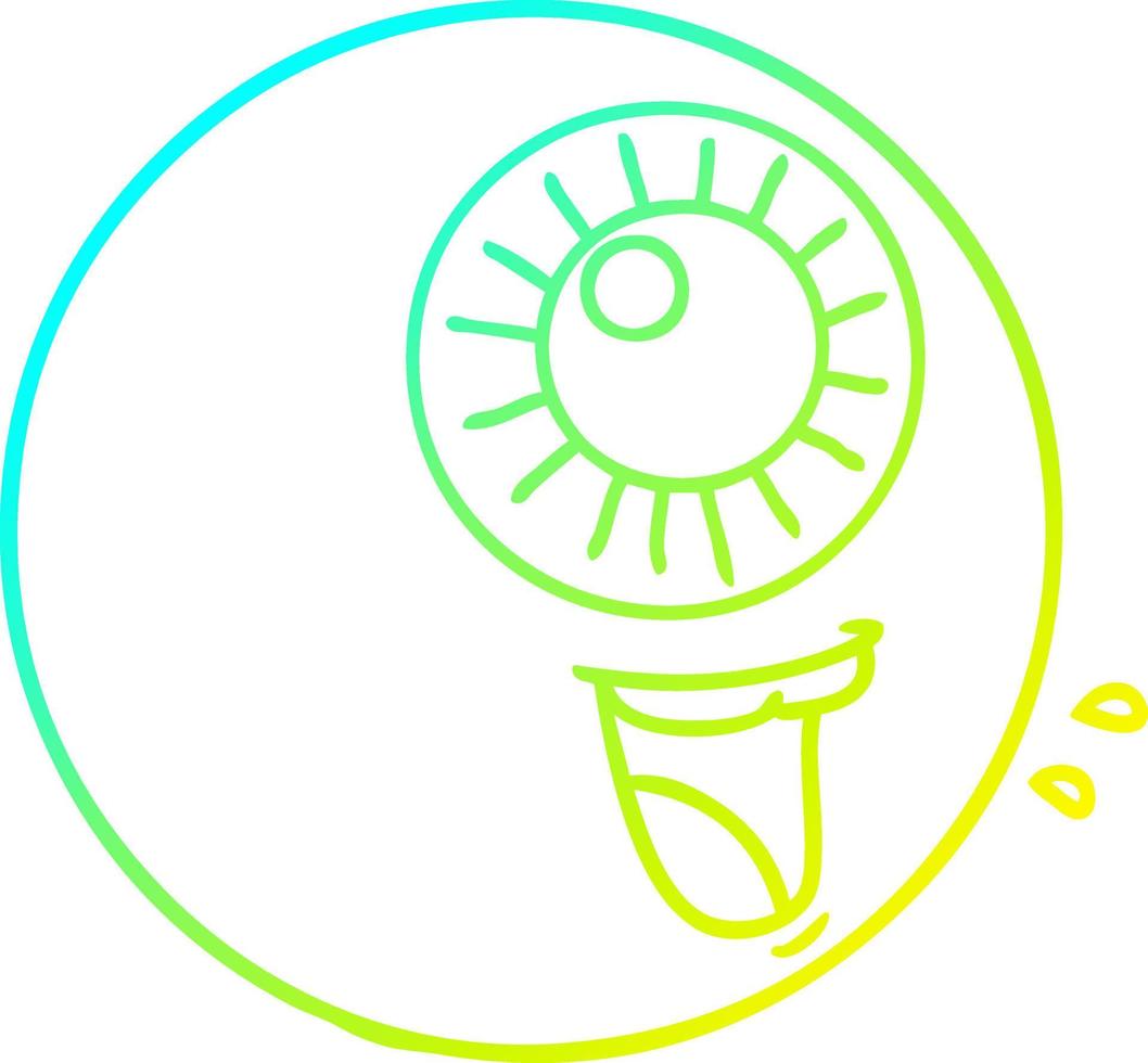 cold gradient line drawing cartoon eyeball laughing vector