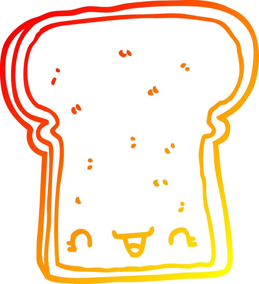 warm gradient line drawing cute cartoon slice of bread vector