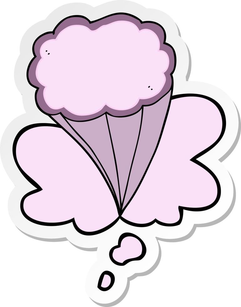 cartoon decorative cloud and thought bubble as a printed sticker vector