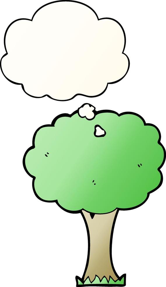 cartoon tree and thought bubble in smooth gradient style vector