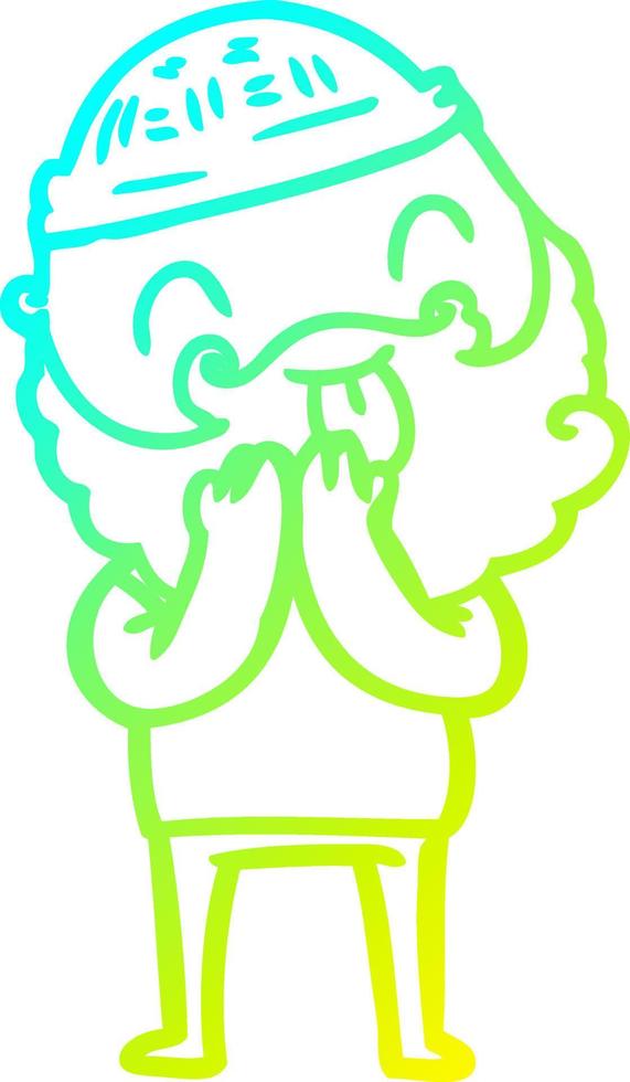 cold gradient line drawing man with beard sticking out tongue vector