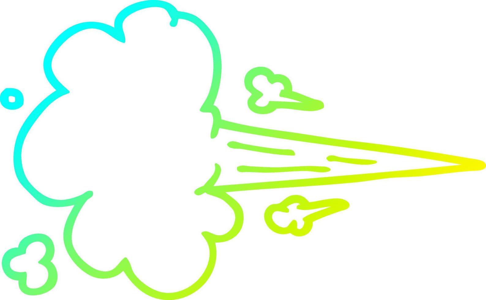 cold gradient line drawing cartoon whooshing cloud vector