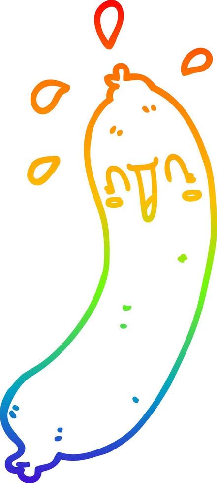 rainbow gradient line drawing happy cartoon sausage vector