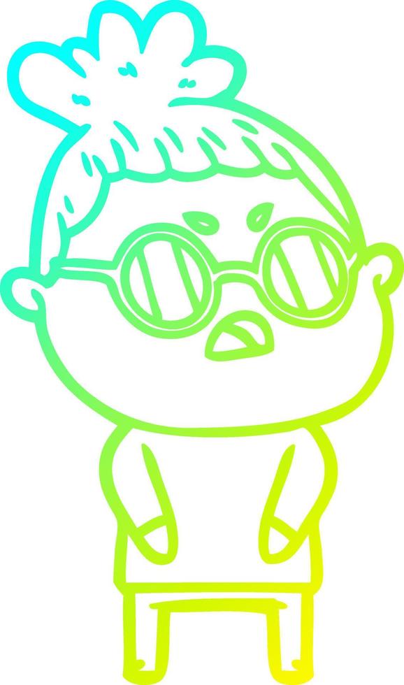 cold gradient line drawing cartoon annoyed woman vector