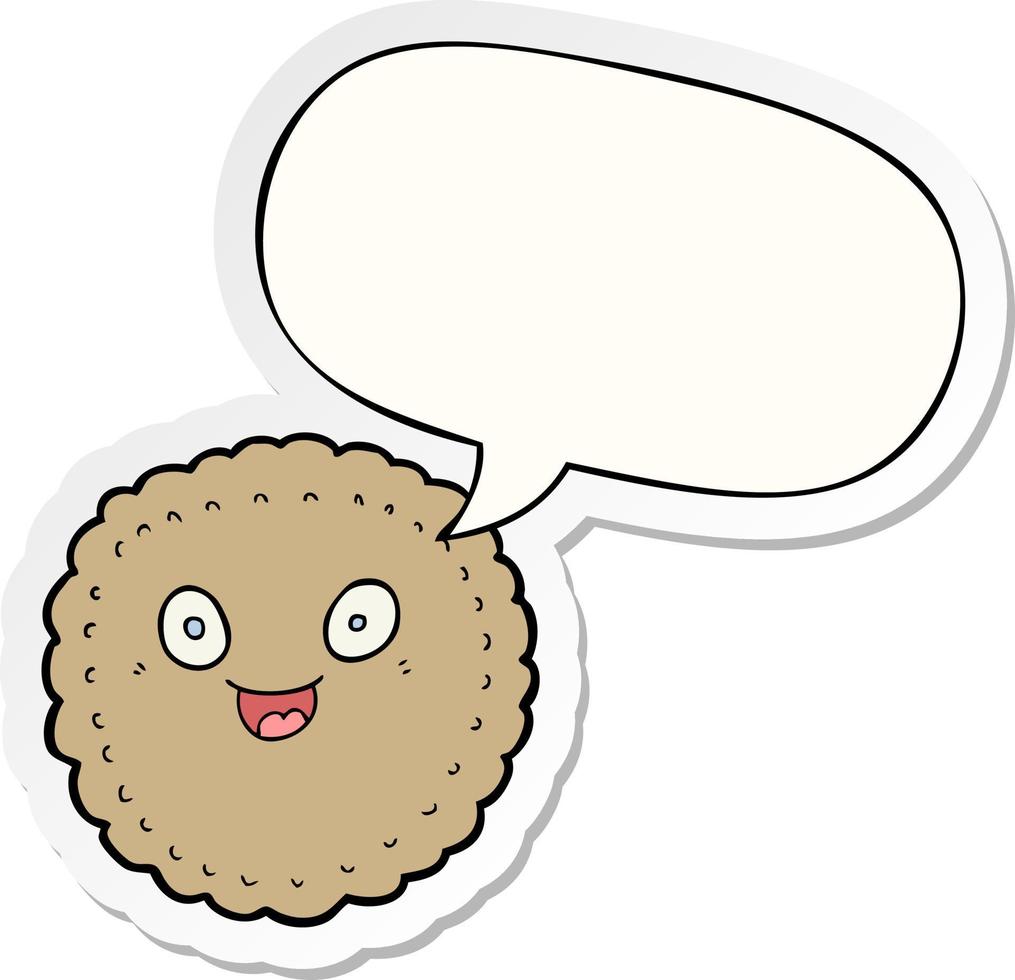 cartoon biscuit and speech bubble sticker vector