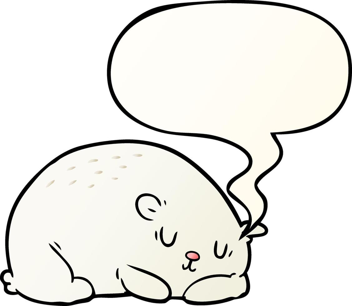 dibujos animados de oso polar soñoliento y burbuja de habla en estilo degradado suave vector