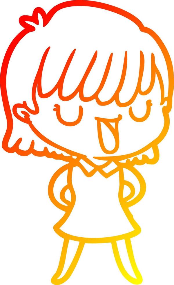 warm gradient line drawing cartoon woman vector