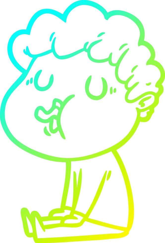 cold gradient line drawing cartoon man singing vector