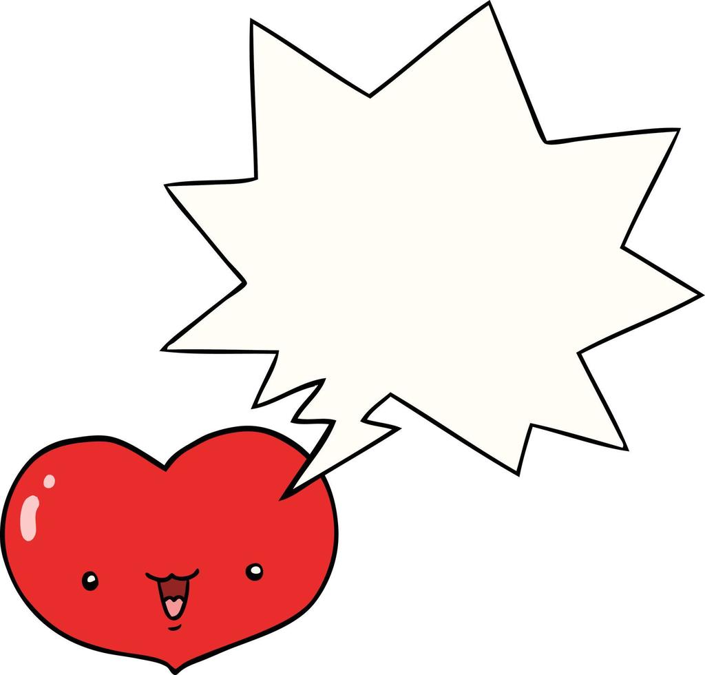 cartoon love heart character and speech bubble vector
