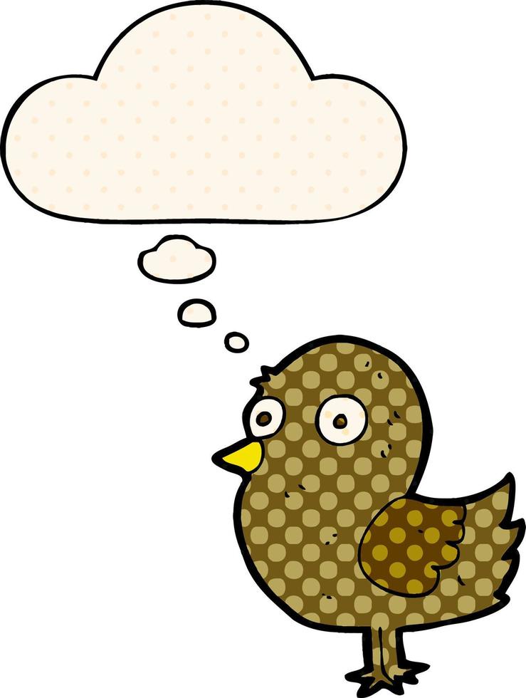 cartoon bird and thought bubble in comic book style vector