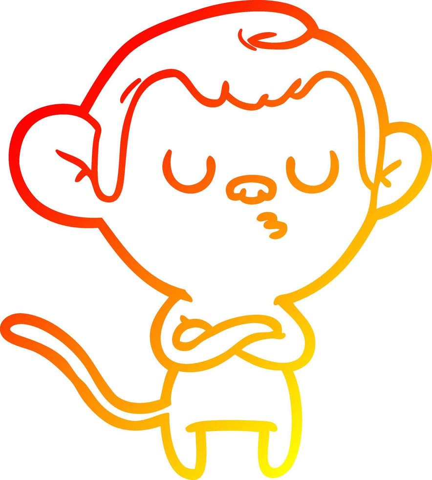 warm gradient line drawing cartoon annoyed monkey vector