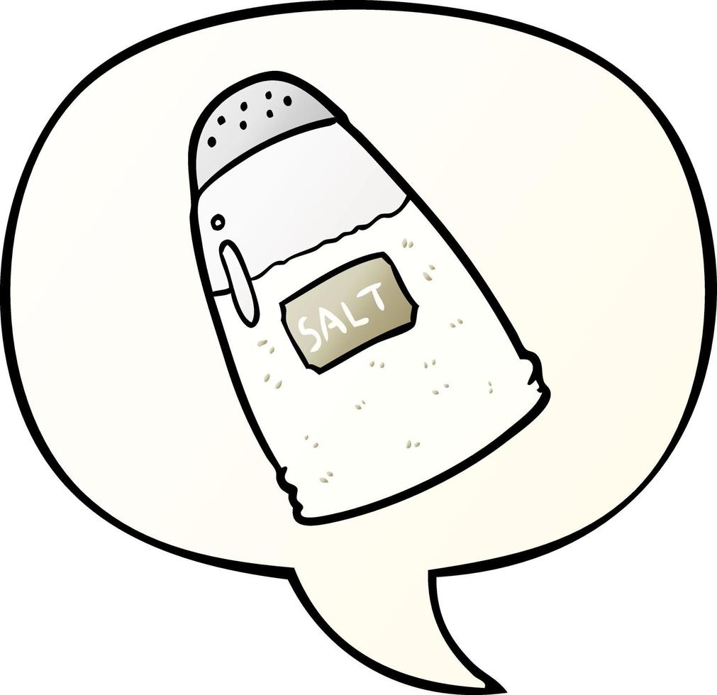cartoon salt shaker and speech bubble in smooth gradient style vector