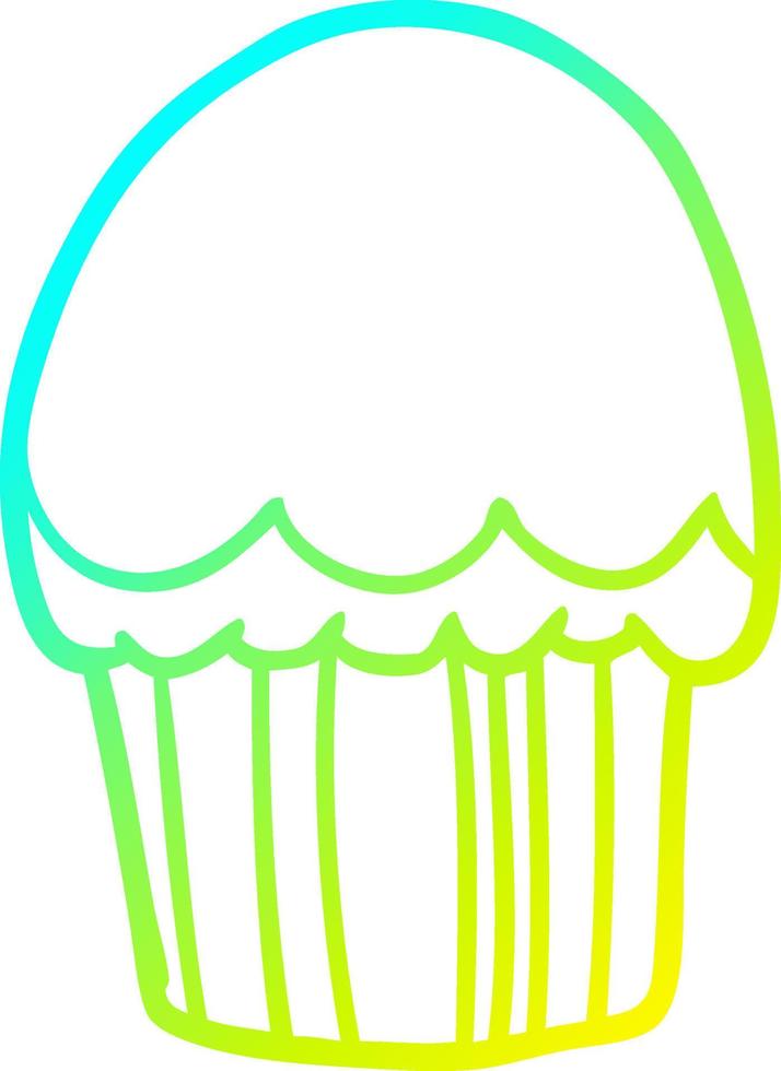 cold gradient line drawing Cartoon cupcake vector