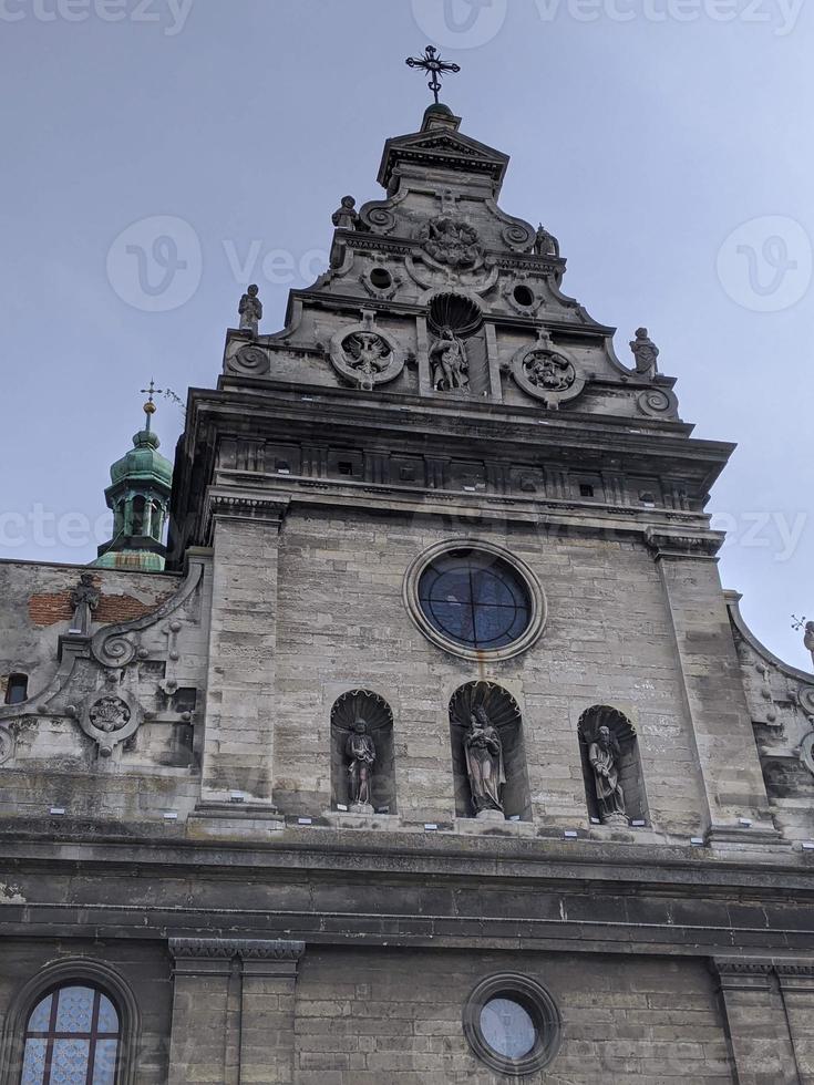 Streets of an old European city, cafes, restaurants, monuments, cathedrals and parks. City of Lviv, Ukraine. photo