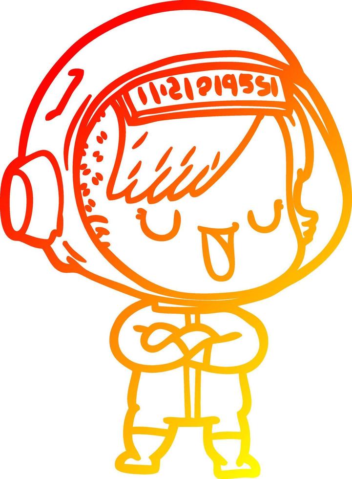 warm gradient line drawing cartoon astronaut woman vector