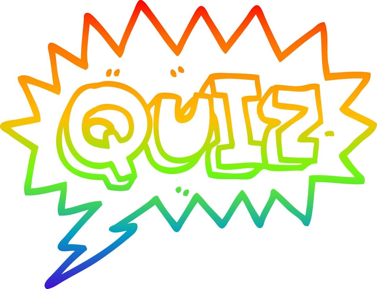 rainbow gradient line drawing cartoon font quiz vector