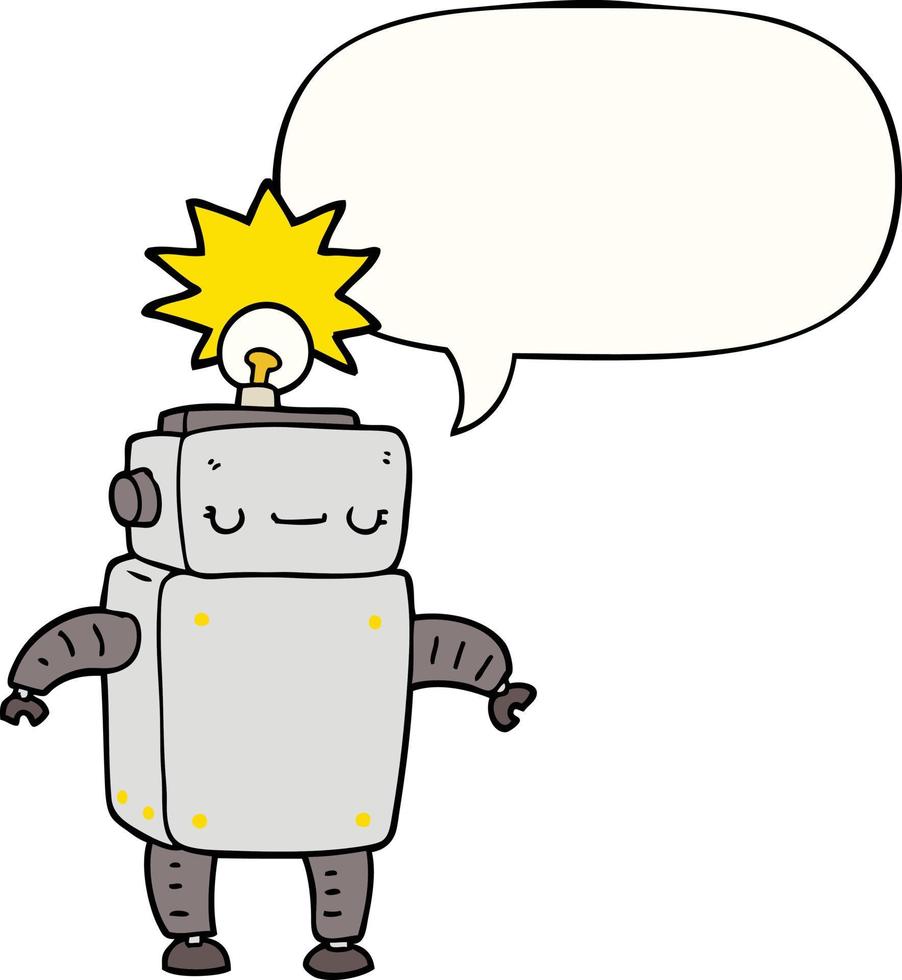 cartoon robot and speech bubble vector