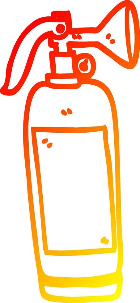 warm gradient line drawing cartoon fire extinguisher vector