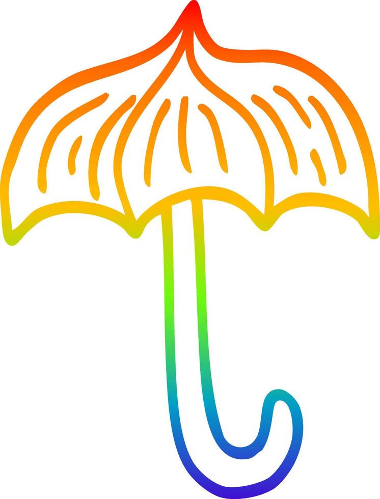 rainbow gradient line drawing cartoon open umbrella vector