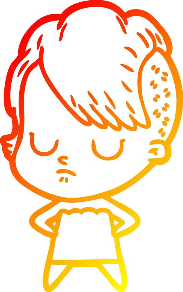 warm gradient line drawing cartoon woman vector