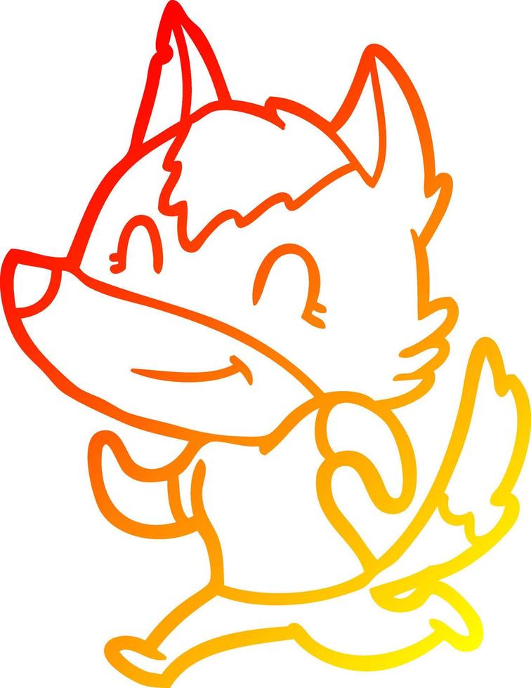 warm gradient line drawing friendly cartoon wolf vector