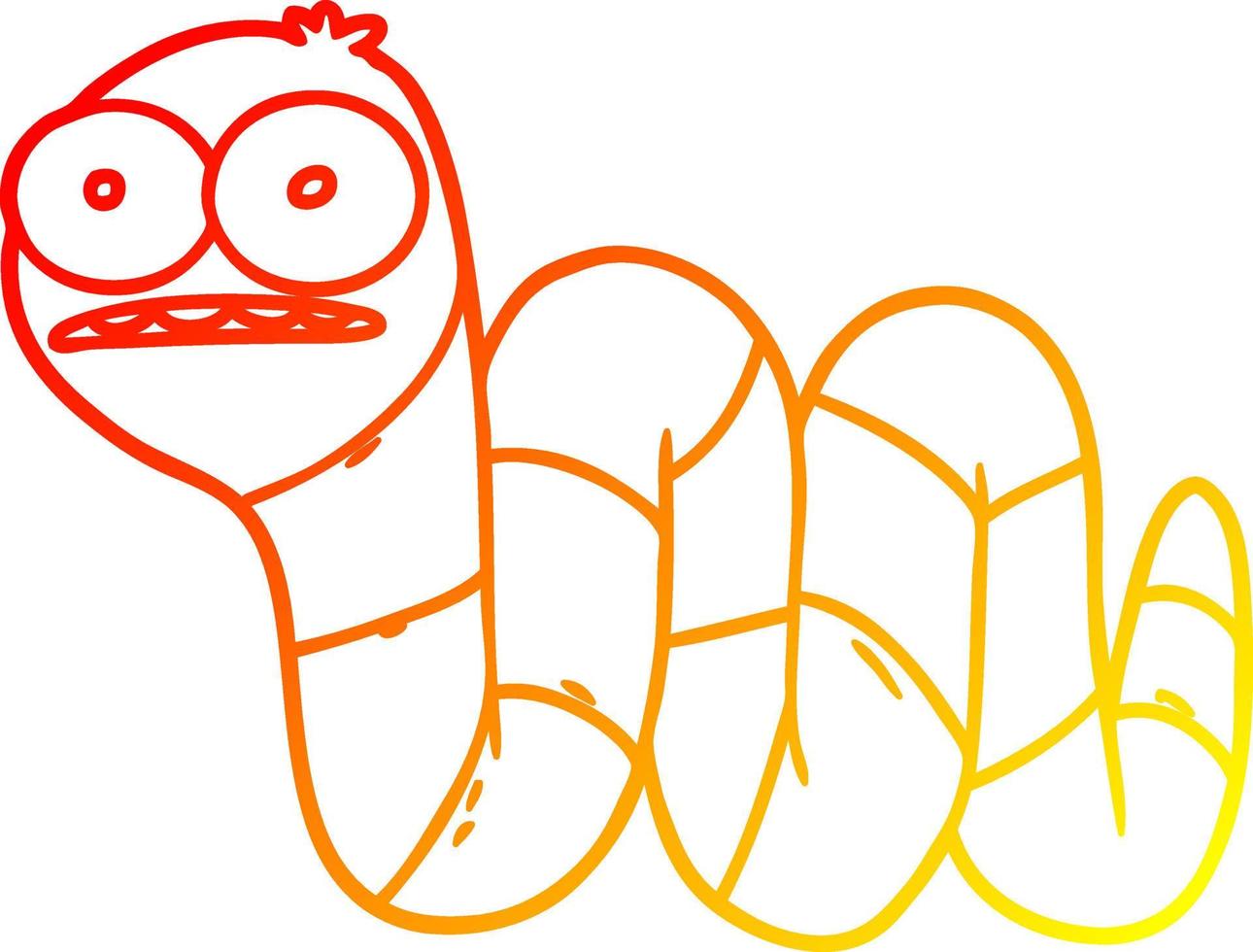 warm gradient line drawing cartoon nervous worm vector