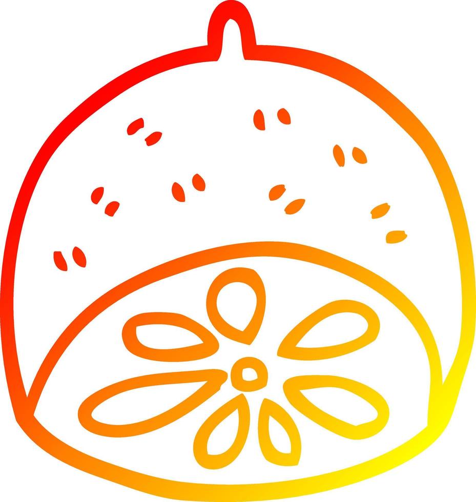 warm gradient line drawing cartoon lemon fruit vector