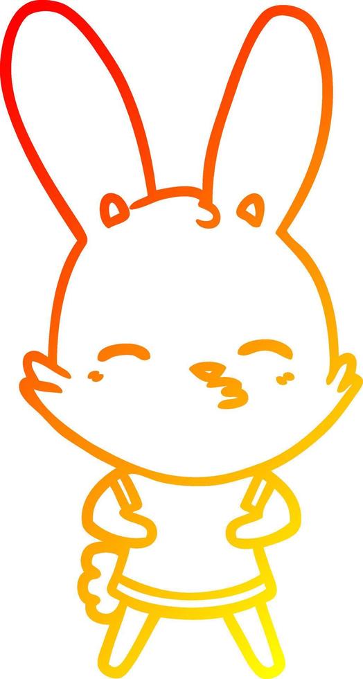 warm gradient line drawing curious bunny cartoon vector