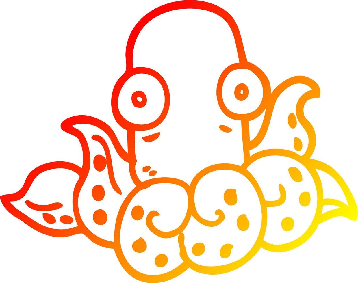 warm gradient line drawing cartoon funny octopus vector