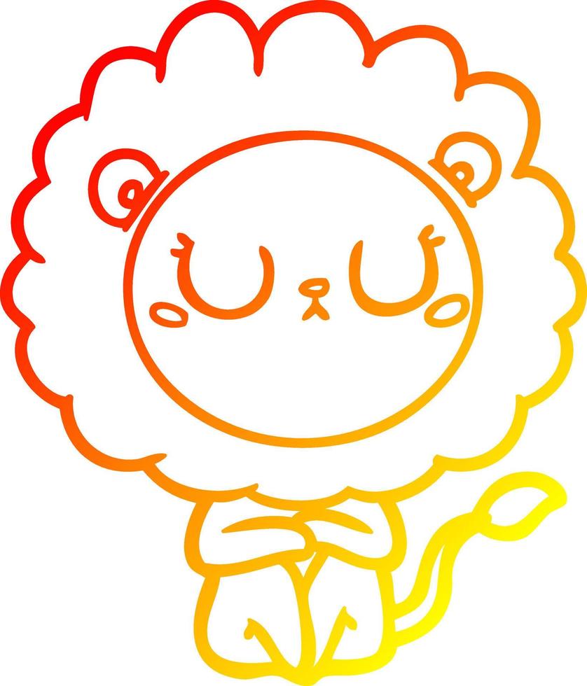 warm gradient line drawing cartoon lion vector