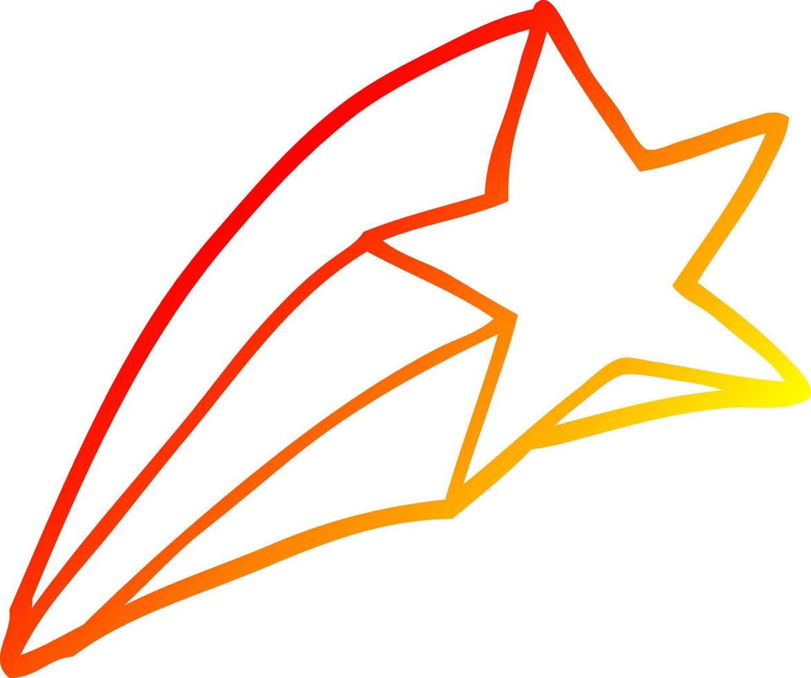 warm gradient line drawing cartoon shooting star vector