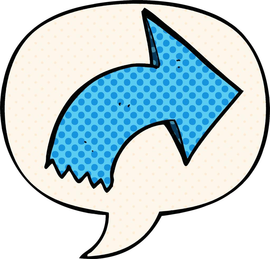 cartoon pointing arrow and speech bubble in comic book style vector