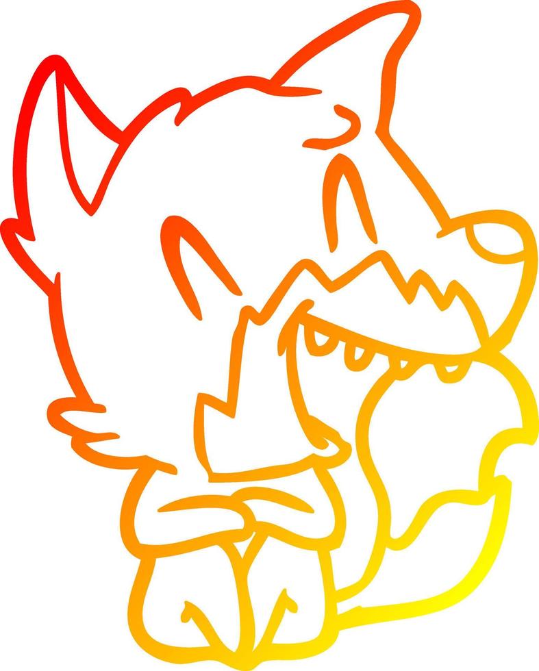 warm gradient line drawing laughing fox cartoon vector