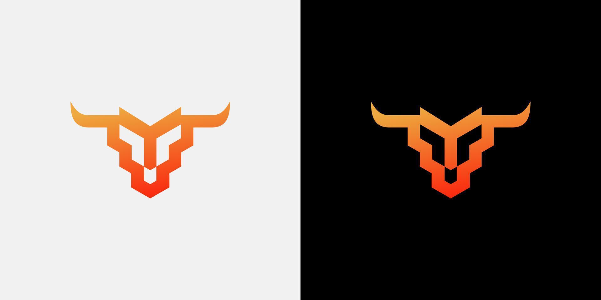 Head Bull logo design with minimalist style vector