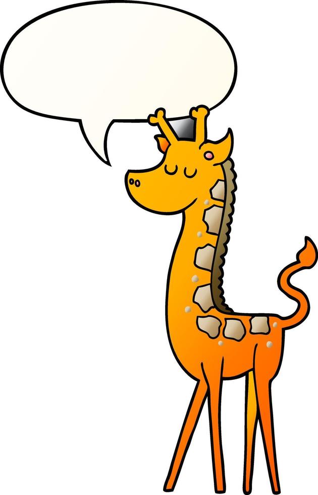 caricatura, jirafa, y, burbuja del discurso, en, suave, gradiente, estilo vector