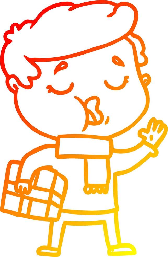 warm gradient line drawing cartoon man carol singing vector