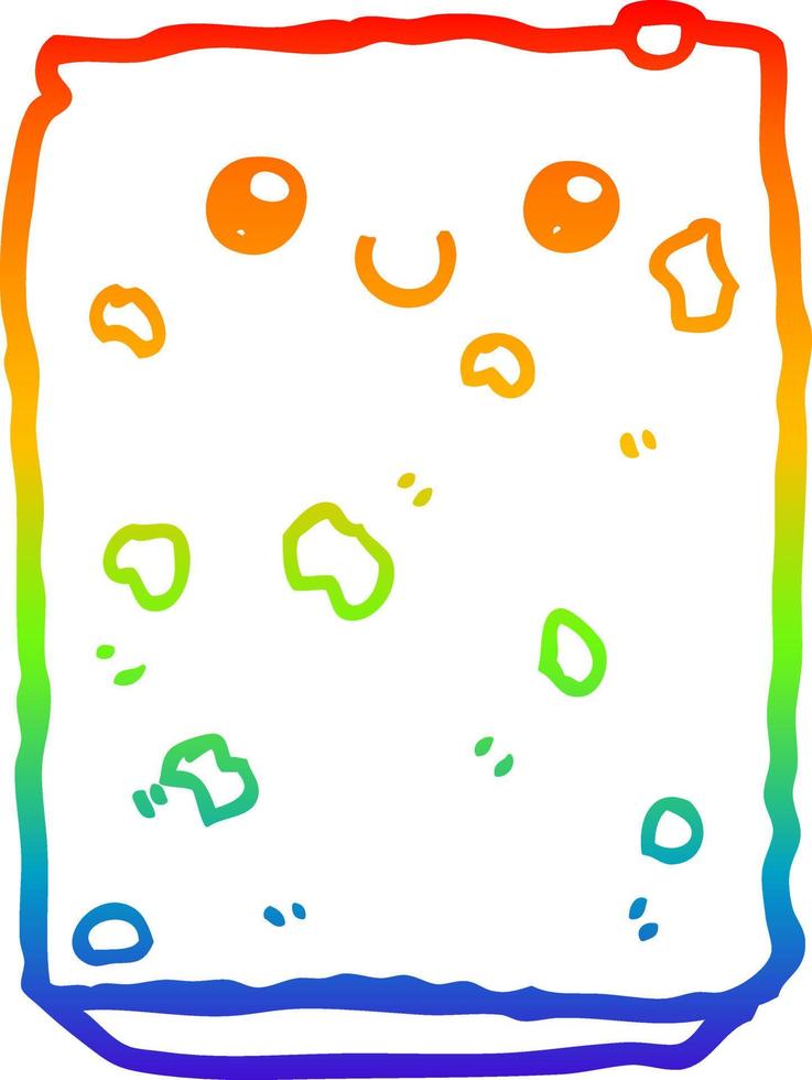 rainbow gradient line drawing cartoon biscuit vector