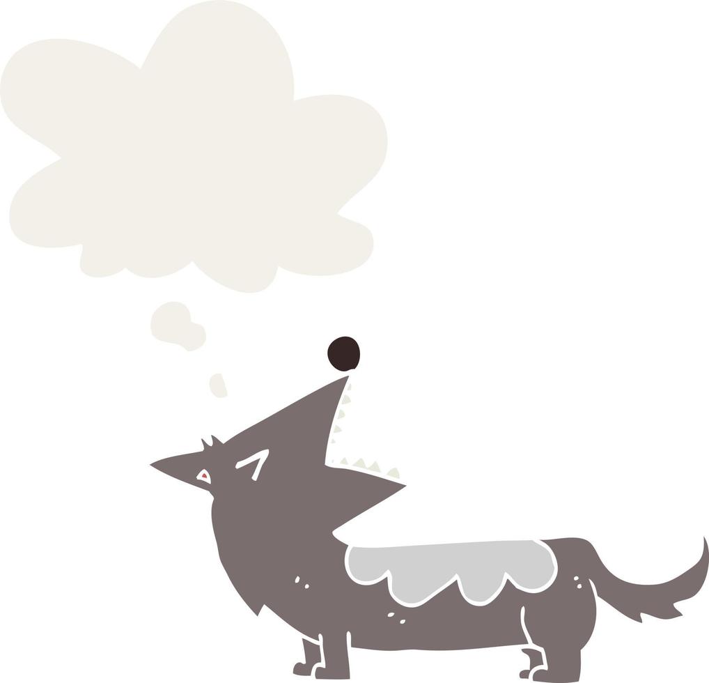 cartoon dog and thought bubble in retro style vector