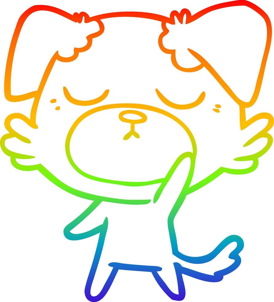 rainbow gradient line drawing cute cartoon dog vector