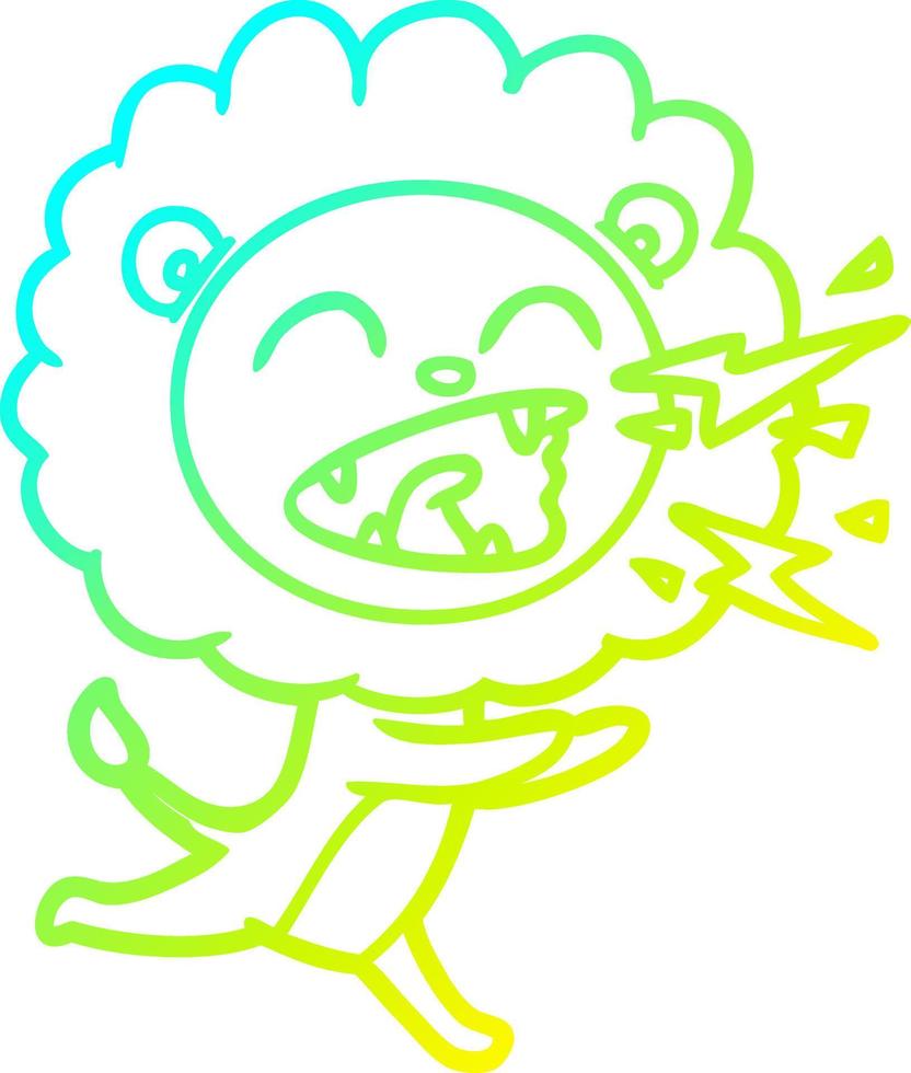 cold gradient line drawing cartoon running lion vector