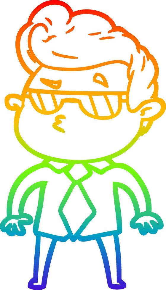 rainbow gradient line drawing cartoon cool guy vector
