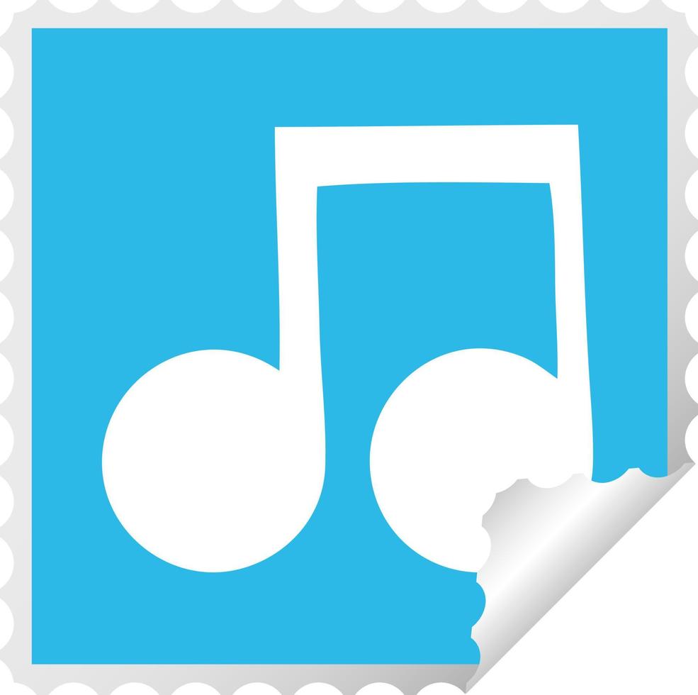 square peeling sticker cartoon musical note vector