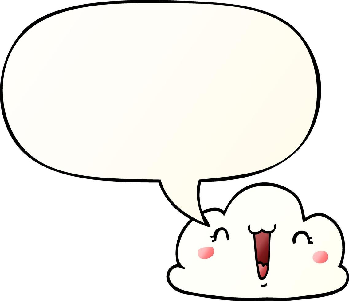 cute cartoon cloud and speech bubble in smooth gradient style vector