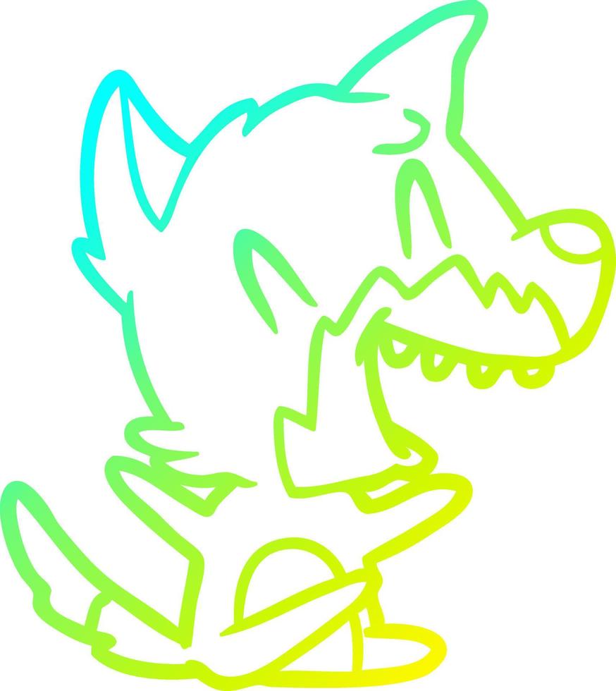 cold gradient line drawing laughing fox cartoon vector