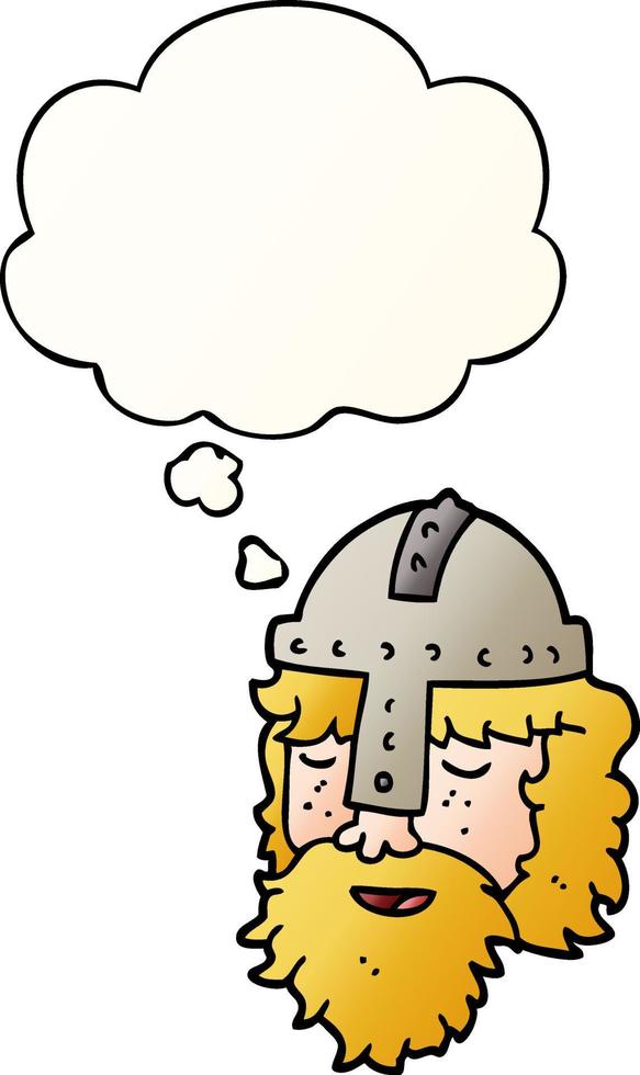 cartoon viking face and thought bubble in smooth gradient style vector