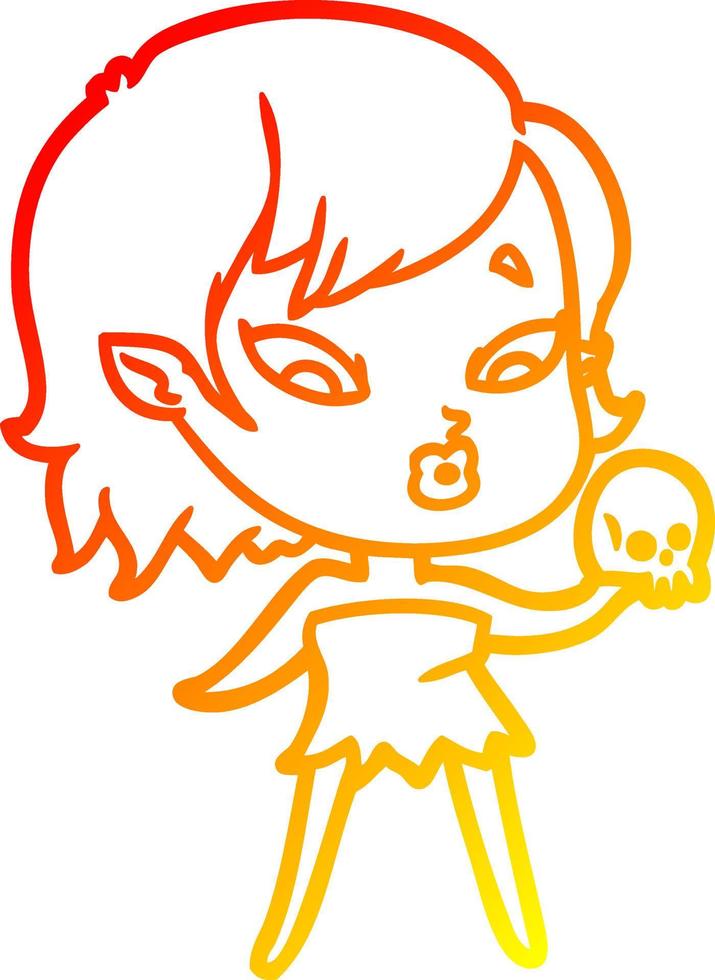 warm gradient line drawing cute cartoon vampire girl vector