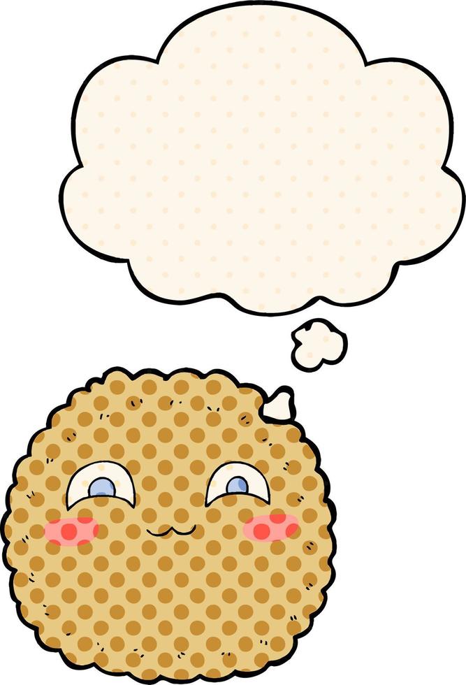 cartoon biscuit and thought bubble in comic book style vector