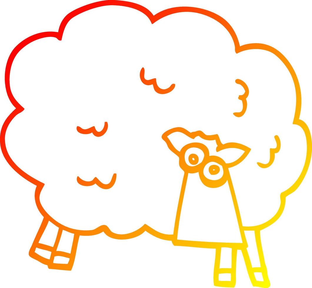 warm gradient line drawing cartoon black sheep vector